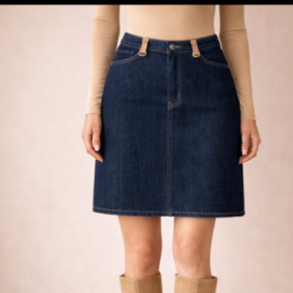 Ellen Tracy women's denim skirt size 12 classic chic A-line